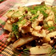 Mantarlı kızarmış patates - bir tavada yemek pişirmek için tarifler