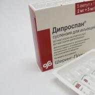 The Diprospan droga: injekcije u zglob, efekti i indikacije za primjenu kile kičmu, ramena i lakta blokade